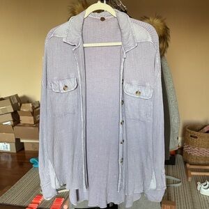 Free People Lavender Button-Up Jacket